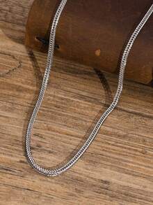 Hombres Collar de cadena minimalista - Plateado - Ver 3