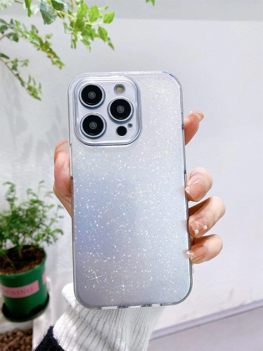 1 Ốp điện thoại kim tuyến thạch màu hồng chất lượng cao, vỏ mềm TPU chống rơi, chống mồ hôi, chống vân tay, chống mài mòn, không phai màu