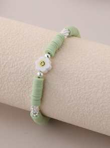 Vòng tay đính cườm trang trí hoa - Màu xanh Bạc hà - Xem 1