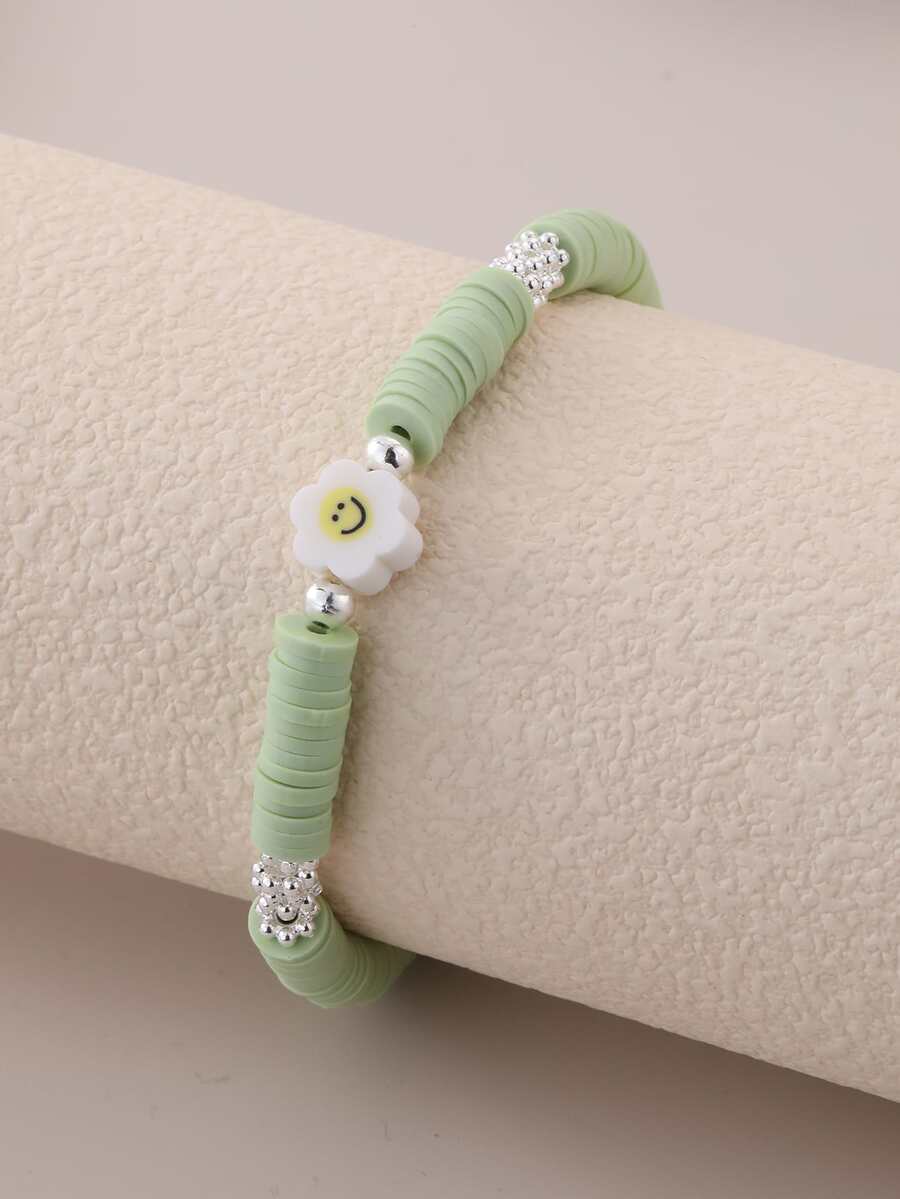 Vòng tay đính cườm trang trí hoa - Màu xanh Bạc hà - Xem 1