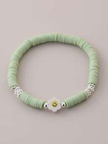 Vòng tay đính cườm trang trí hoa - Màu xanh Bạc hà - Xem 2
