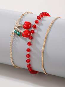 3入組/套櫻桃吊飾腳錬