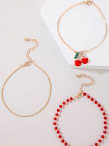 3入組/套櫻桃吊飾腳錬