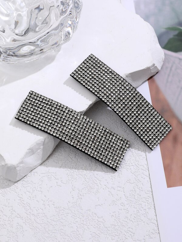 2pcs Women Rhinestone Decor Luxury Hair Clip