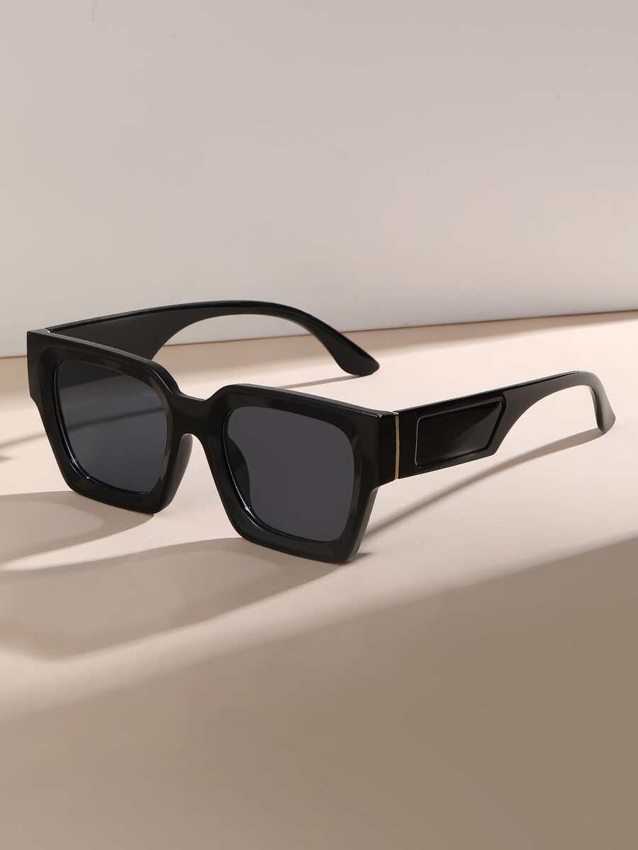 1pair Women Square Frame Casual Sunglasses, For Daily Life - Grey - View 1