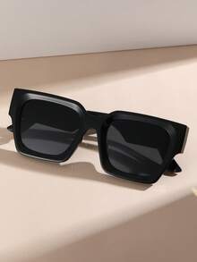 1pair Women Square Frame Casual Sunglasses, For Daily Life - Grey - View 2