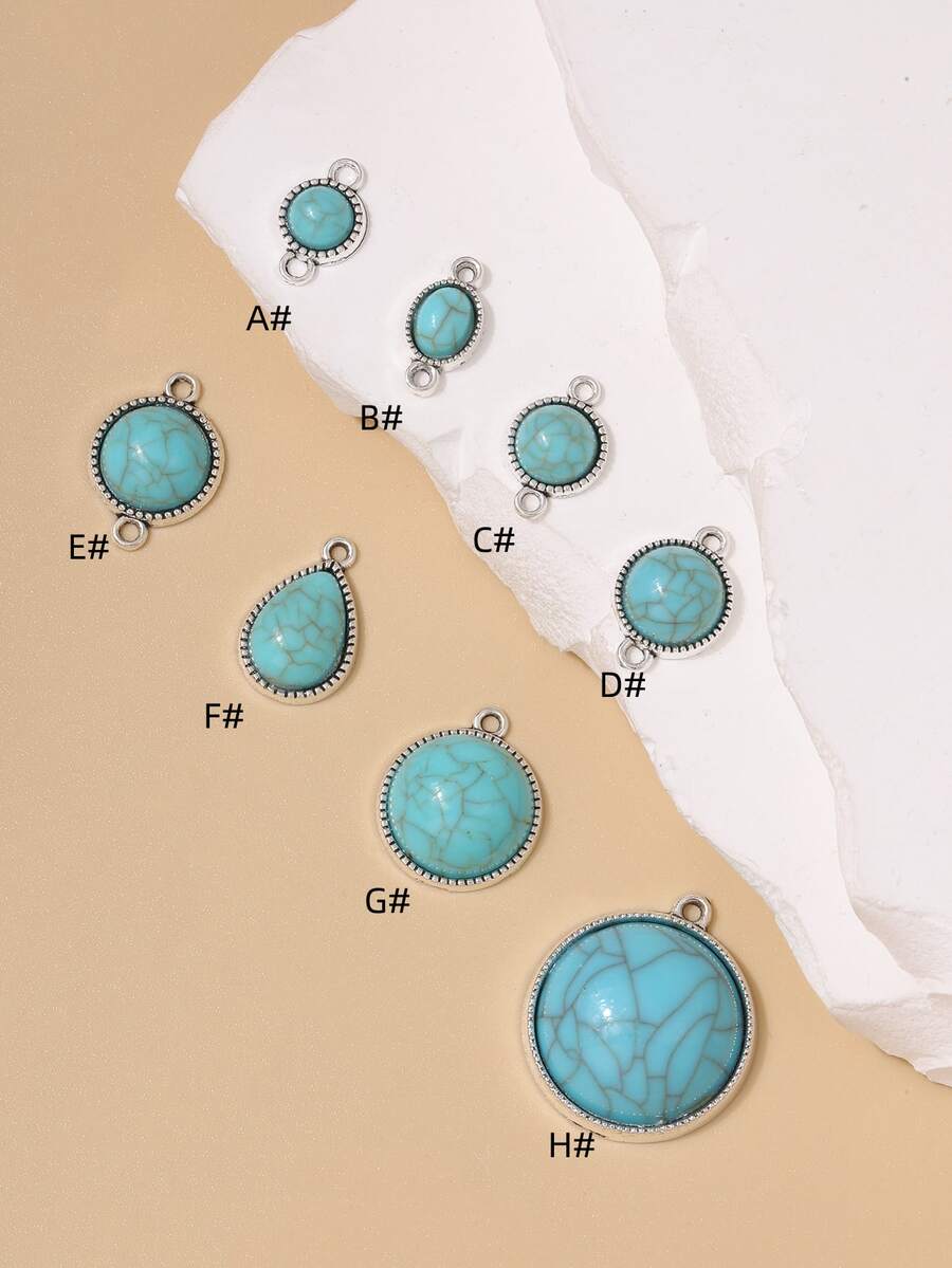 10入組/套綠松石裝飾DIY吊墜 - 彩色 - 查看 1