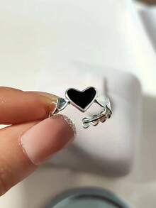 Nhẫn trang trí trái tim - Bạc - Xem 3