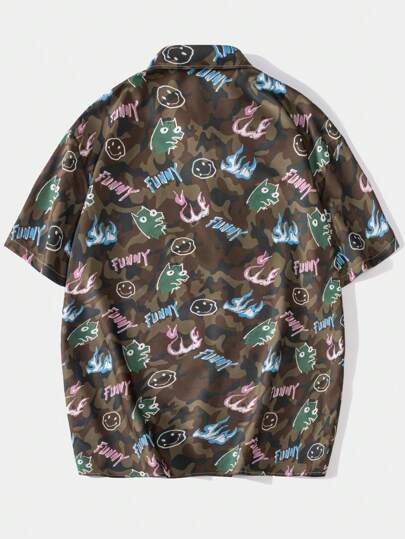 Street Life Homme Chemise camouflage à imprimé à bouton
