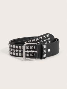 1pc Women Star & Studded Decor Square Buckle Belt For Daily Life - Black - View 4