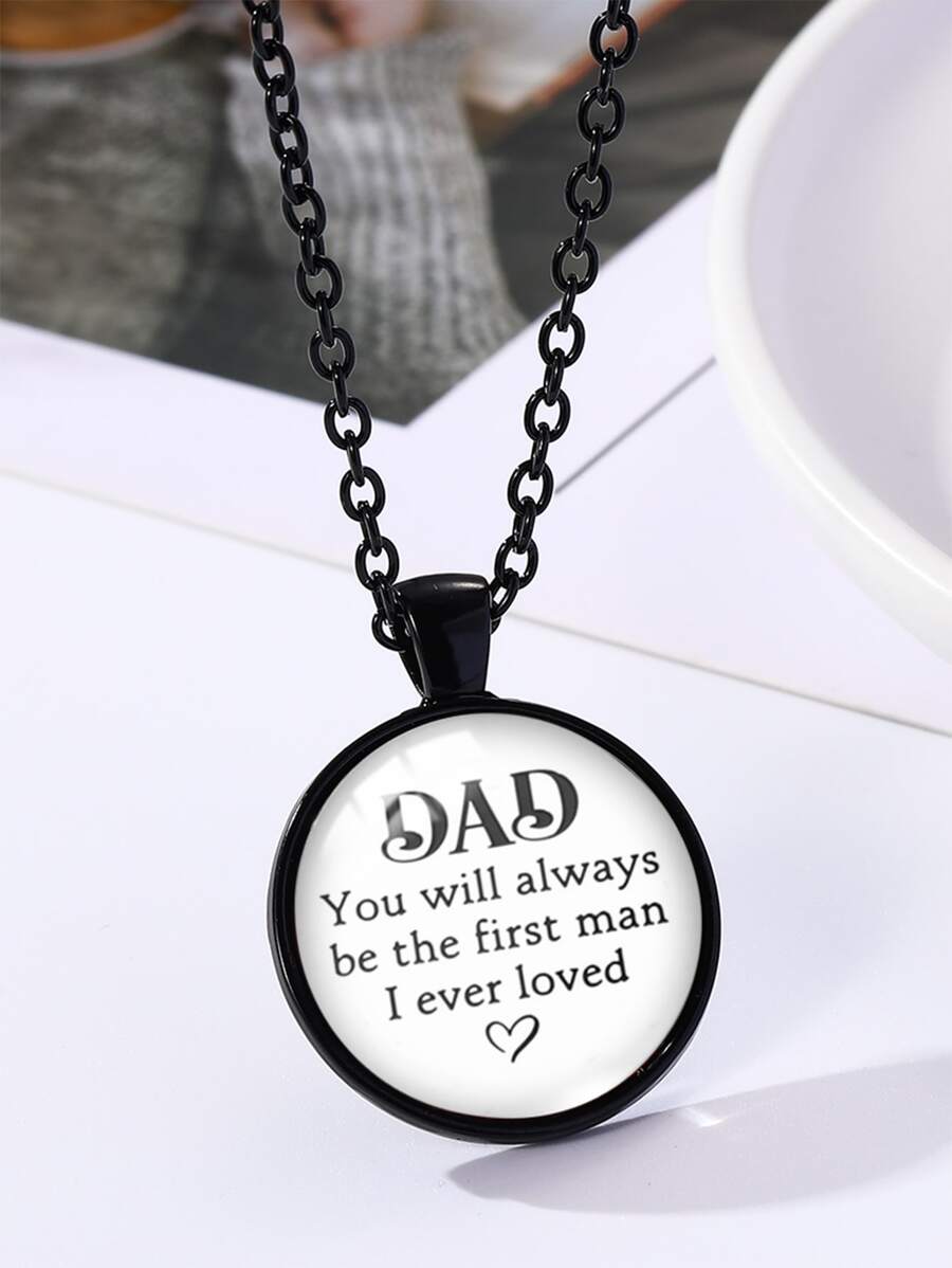 1 Khẩu Hiệu Thời Trang Đồ Họa Hình Tròn Mặt Dây Chuyền Vòng Cổ Nam Cho Ngày Của Cha Tặng - trắng - Xem 1