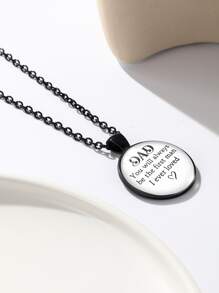 1 Khẩu Hiệu Thời Trang Đồ Họa Hình Tròn Mặt Dây Chuyền Vòng Cổ Nam Cho Ngày Của Cha Tặng - trắng - Xem 2
