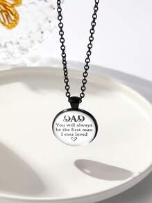 1 Khẩu Hiệu Thời Trang Đồ Họa Hình Tròn Mặt Dây Chuyền Vòng Cổ Nam Cho Ngày Của Cha Tặng - trắng - Xem 4