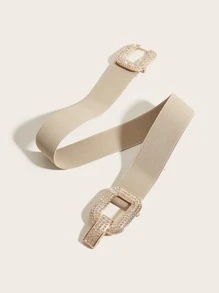 Party 1pc Women Rhinestone Geometric Buckle Belt For Daily Life Halloween Summer, School Fall, Autumn, Halloween - Apricot - View 2