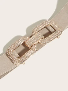 Party 1pc Women Rhinestone Geometric Buckle Belt For Daily Life Halloween Summer, School Fall, Autumn, Halloween - Apricot - View 4