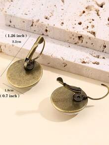 Bird Print Round Decor Stud Earrings - Multicolor - View 4