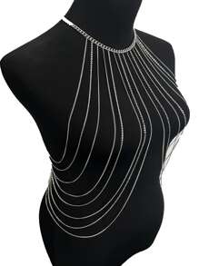 極簡多層身體鏈 - 銀色 - 查看 2