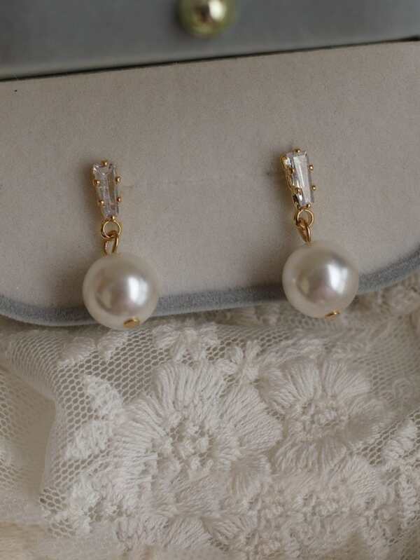 Faux Pearl Decor Earrings SHEIN USA