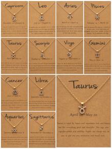 水鑽裝飾吊墜項鍊 - 金黃色 - 查看 1