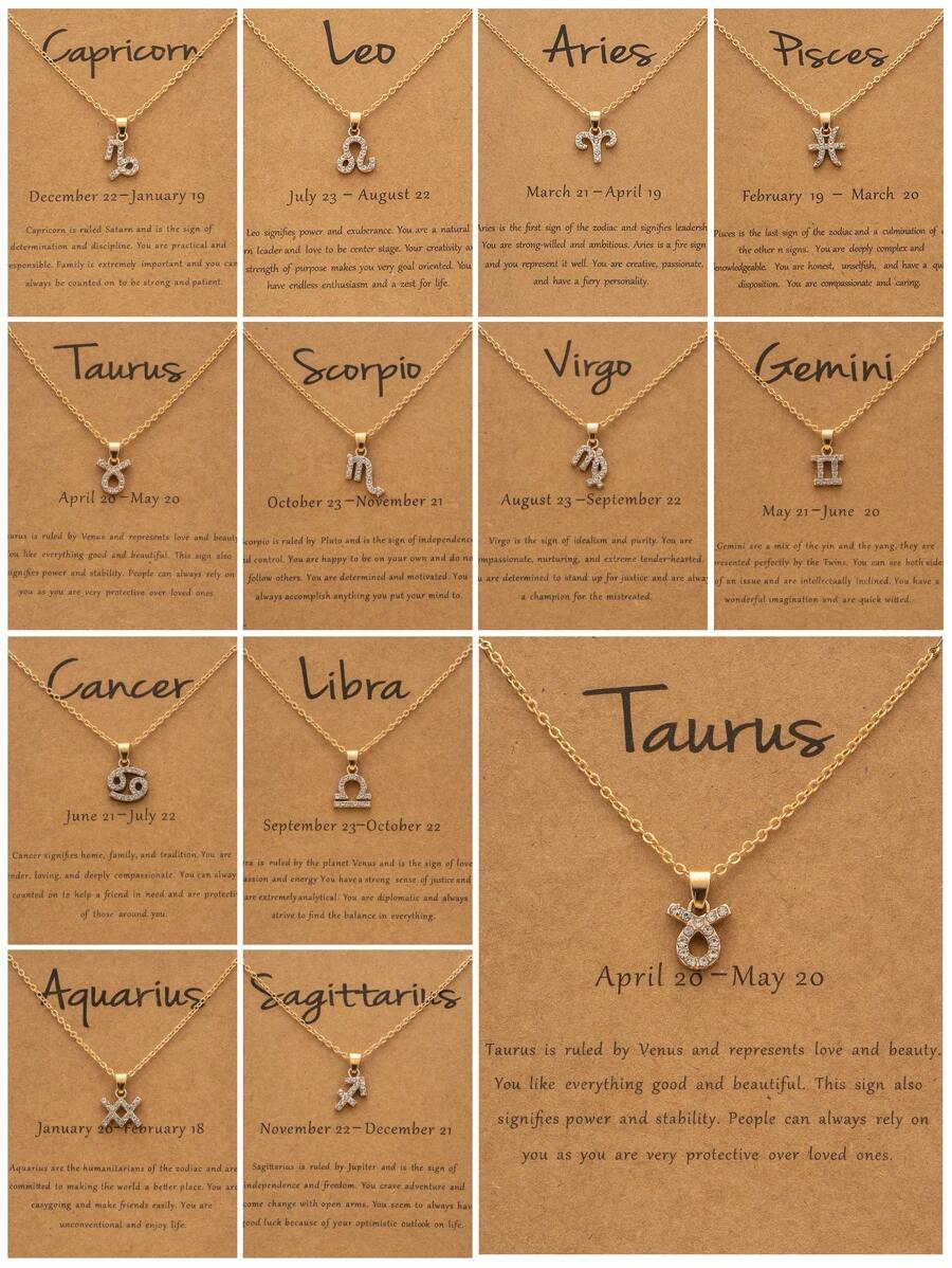 水鑽裝飾吊墜項鍊 - 金黃色 - 查看 1