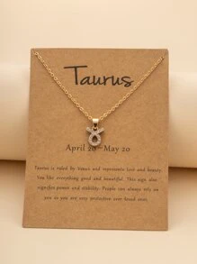 水鑽裝飾吊墜項鍊 - 金黃色 - 查看 2