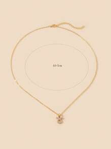 水鑽裝飾吊墜項鍊 - 金黃色 - 查看 3