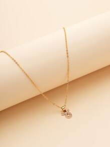 水鑽裝飾吊墜項鍊 - 金黃色 - 查看 4