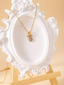 水鑽裝飾吊墜項鍊 - 金黃色 - 查看 6