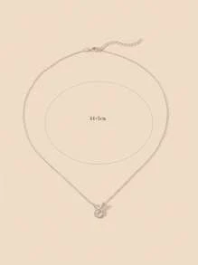 Vòng cổ mặt dây chuyền trang trí rhinestone - Bạc - Xem 3