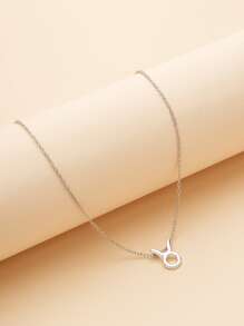 Vòng cổ mặt dây chuyền trang trí rhinestone - Bạc - Xem 4