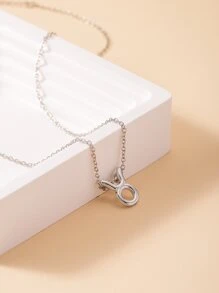 Vòng cổ mặt dây chuyền trang trí rhinestone - Bạc - Xem 5