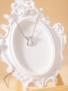 Vòng cổ mặt dây chuyền trang trí rhinestone - Bạc - Xem 6