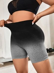 Yoga Basic Ombre漸層寬頭束腰運動短褲，騎行褲 - 深灰色 - 查看 3