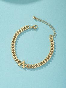 1 vòng tay trang trí chữ cái thời trang cho phụ nữ để trang trí hàng ngày - Vàng - Xem 2