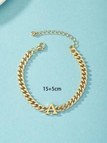 1 vòng tay trang trí chữ cái thời trang cho phụ nữ để trang trí hàng ngày - Vàng - Xem 5