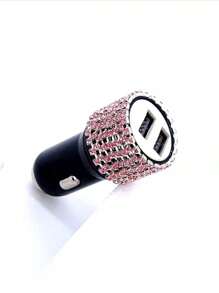 1 bộ sạc xe hơi trang trí rhinestone - Hồng - Xem 2