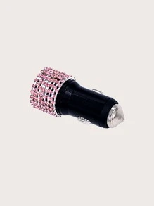 1 bộ sạc xe hơi trang trí rhinestone - Hồng - Xem 3