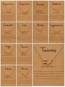 星座象徵吊墜項鍊 - 金黃色 - 查看 1