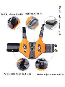 1 pieza Chaleco salvavidas para mascotas con estampado de letra para perro para natación y canotaje - Naranja Quemada - Ver 2