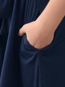 Đầm Gái màu trơn Giải trí - Màu xanh hải quân - Xem 6