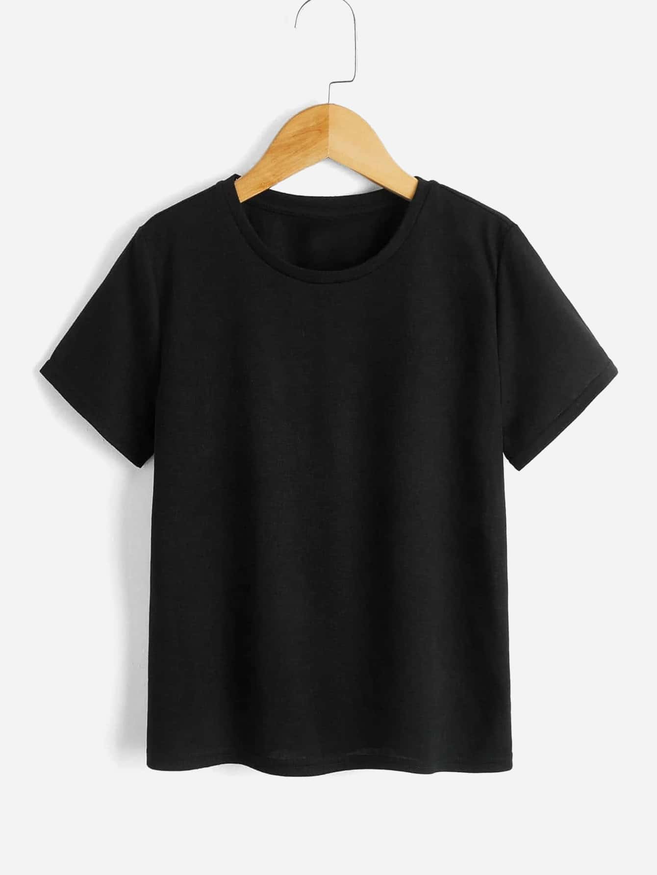 RueChic Boys Solid Round Neck Tee - Black - View 1