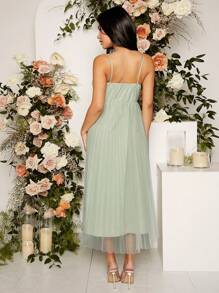 SHEIN 孕婦素色網紗吊帶連衣裙 - 薄荷綠 - 查看 2