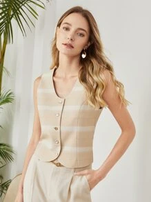 MOTF PREMIUM 條紋圖案馬甲 - 杏色 - 查看 7