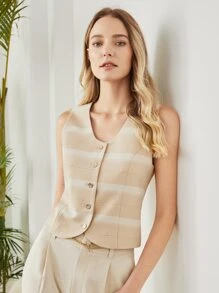 MOTF PREMIUM 條紋圖案馬甲 - 杏色 - 查看 8