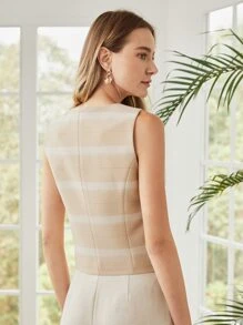 MOTF PREMIUM 條紋圖案馬甲 - 杏色 - 查看 9