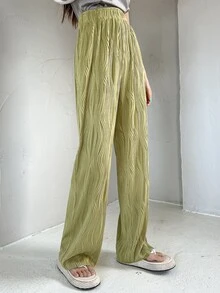 DAZY 純色斜口直腳褲 - 橄欖綠 - 查看 6
