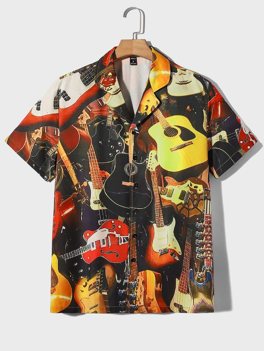Manfinity Men Musical Instrument Print Shirt - Multicolor - View 1