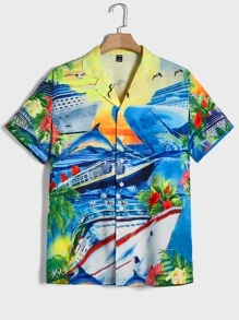 Manfinity Men Floral And Dolphin Print Shirt - Multicolor - View 1