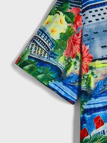 Manfinity Men Floral And Dolphin Print Shirt - Multicolor - View 3