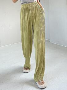 DAZY 純色斜口直腳褲 - 橄欖綠 - 查看 8